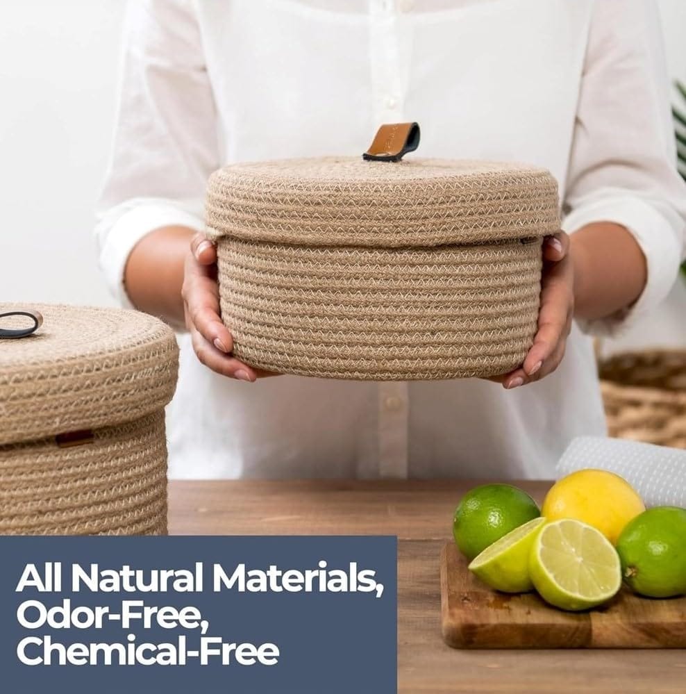 Generic Cotton 2 Pcs Set Roti Box Storage Basket With Lid (Beige)-PID66355 view 2