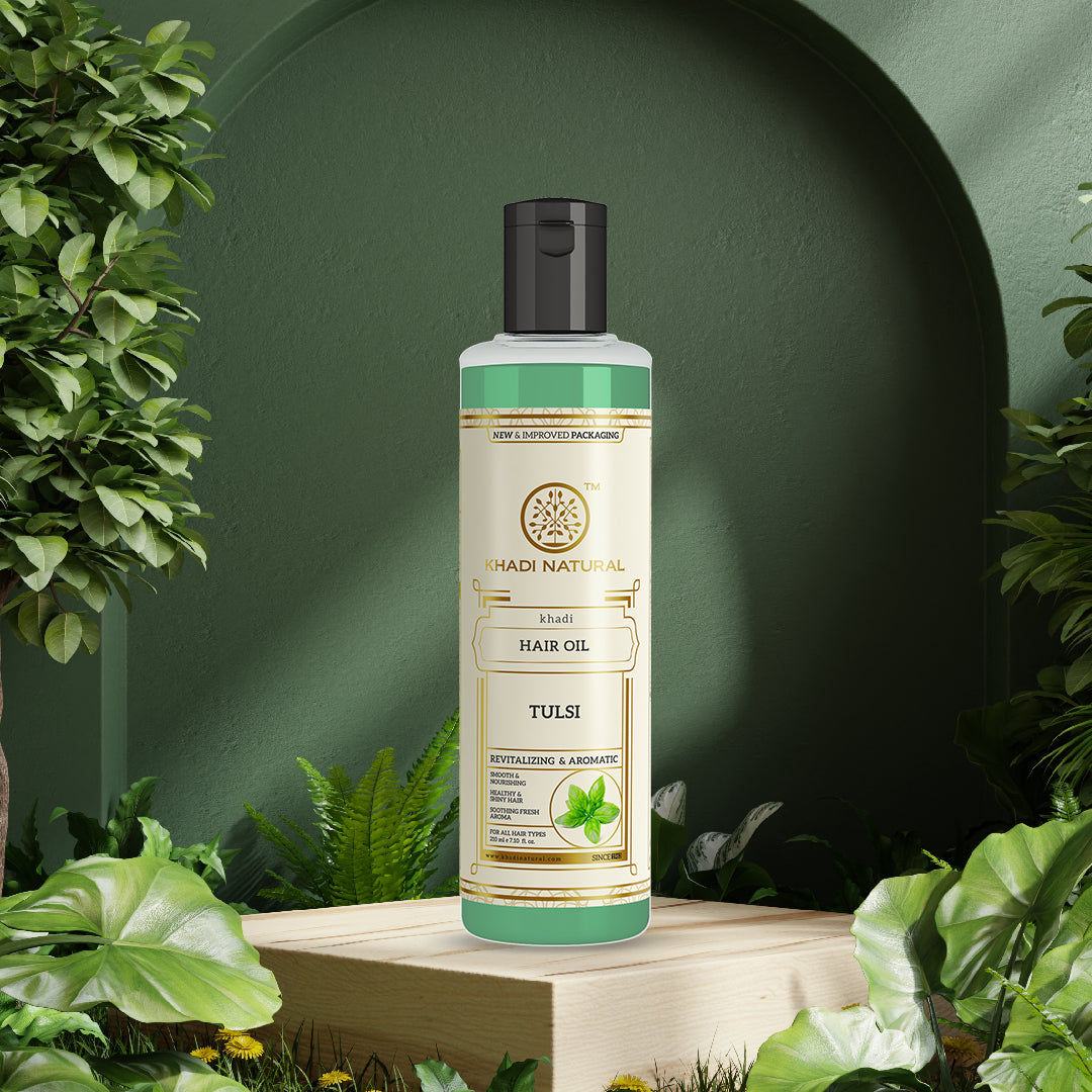 Khadi Natural Tulsi Hair Oil - 210ml Sale view 2