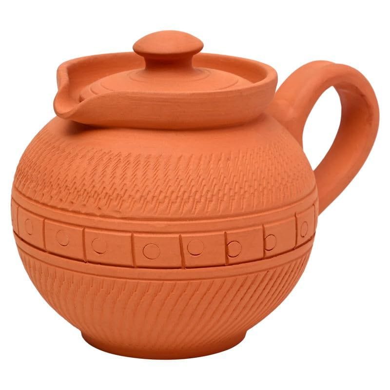 KSI Handmade Terracotta Clay Milk Sugar Pot Tea Kettle for Serving (Milk Pot) view 2