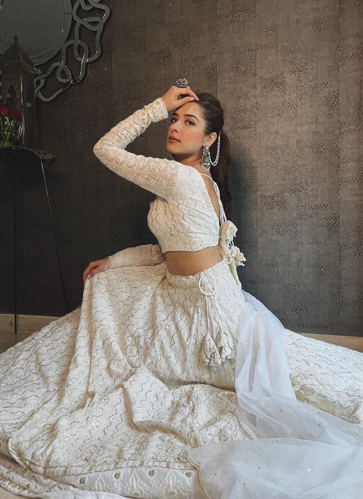 Eye-Catching Lakhnavi Work White Lehenga Choli view 2