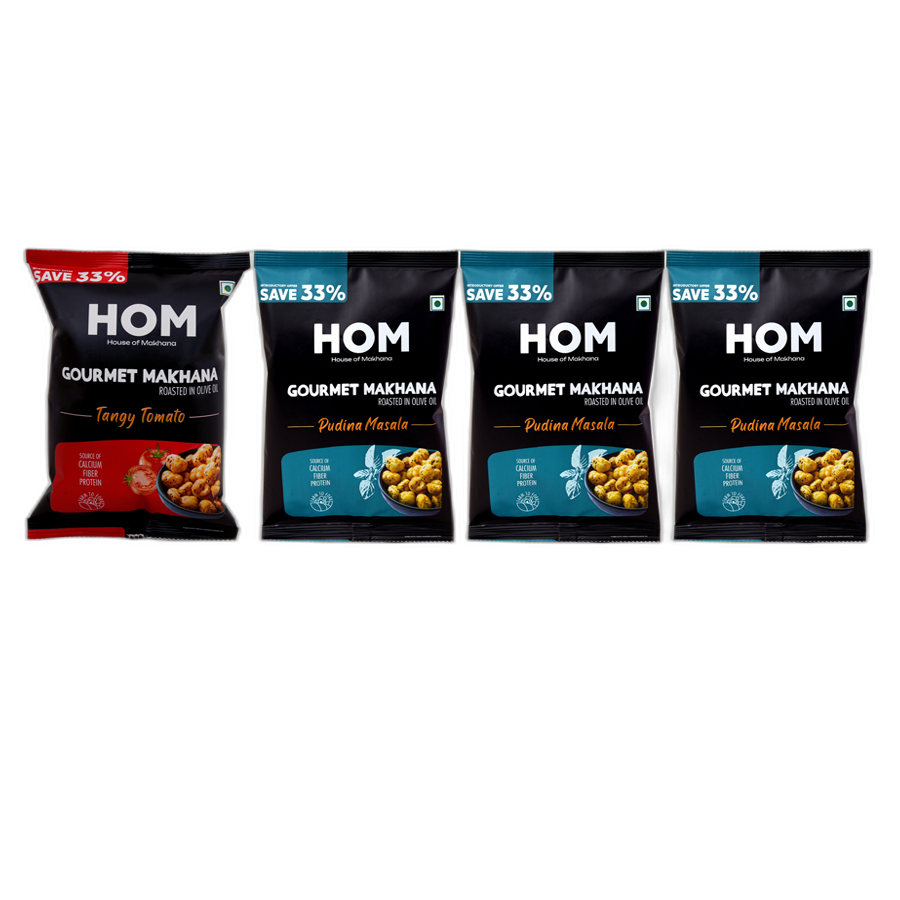 Gourmet Makhana (Pack of 4) with flavors of 3 Pudina Masala and 1Tangy Tomato. - 56 gm view 2
