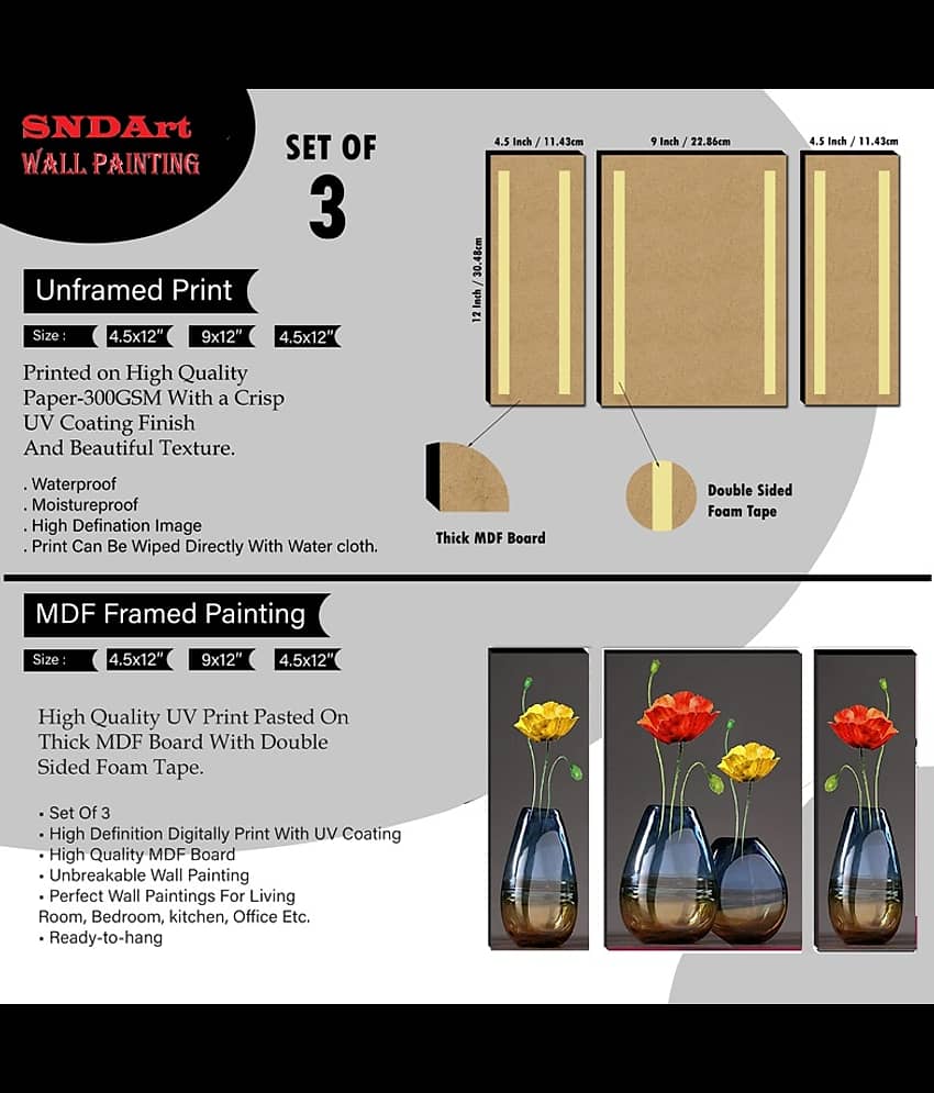 SNDArt - Flower Pots Wall Painting For Living Room Gift Items view 2
