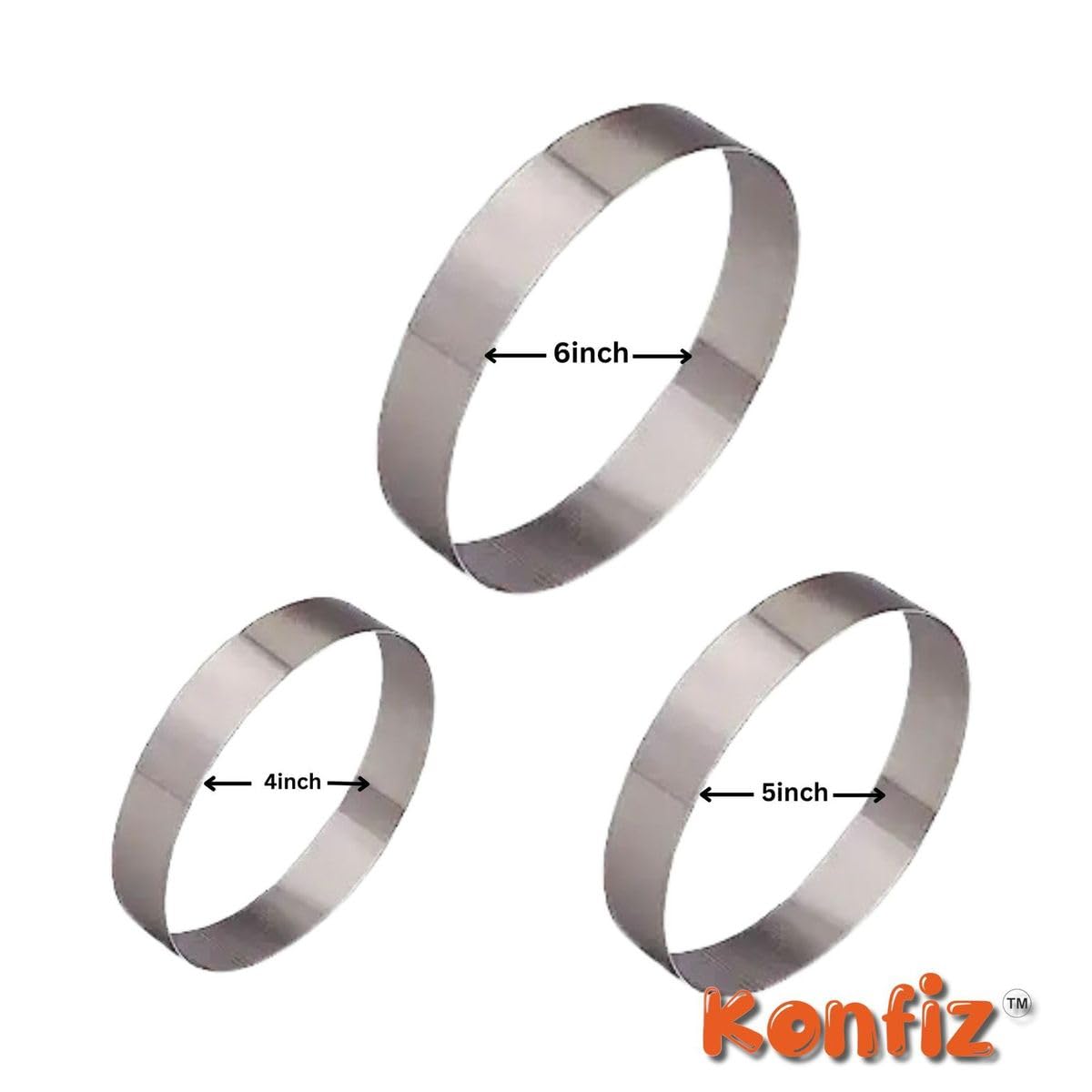 Round Cake Ring & Burger Ring Stainless Steel Heavy Cake Ring, Set of 3 view 2
