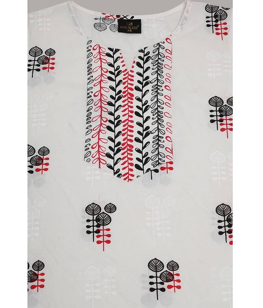 GOD BLESS - White Rayon Women's Straight Kurti ( Pack of 1 ) view 2