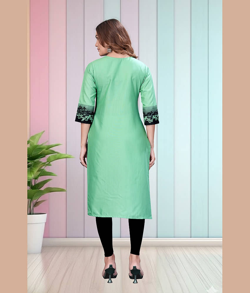 Hetsa Women Rayon Printed A-line Kurti ( Mint Green ) view 2