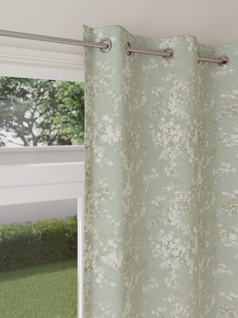DDECOR - 100% PolyesterFloral PatternDoor 7 Ft|135 CM X 225 CM| - Green view 2