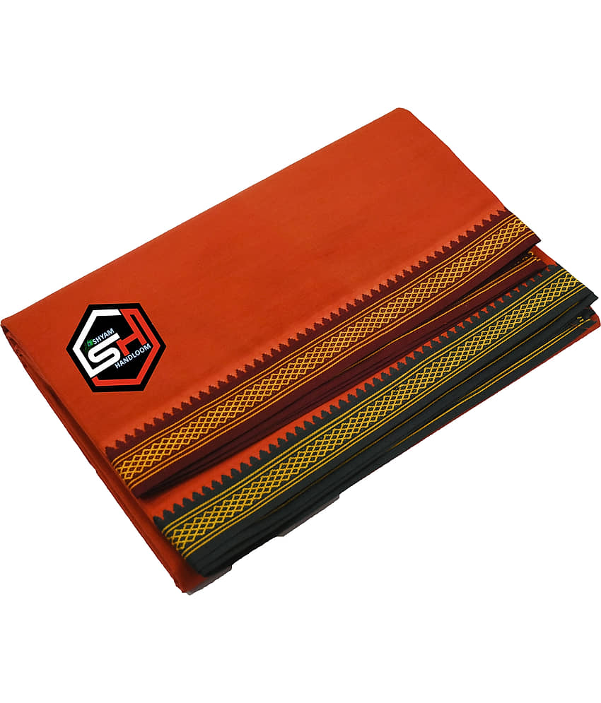 Shyam Handloom Cotton Men's Dhoti Orange ( Pack of 1 ) view 2