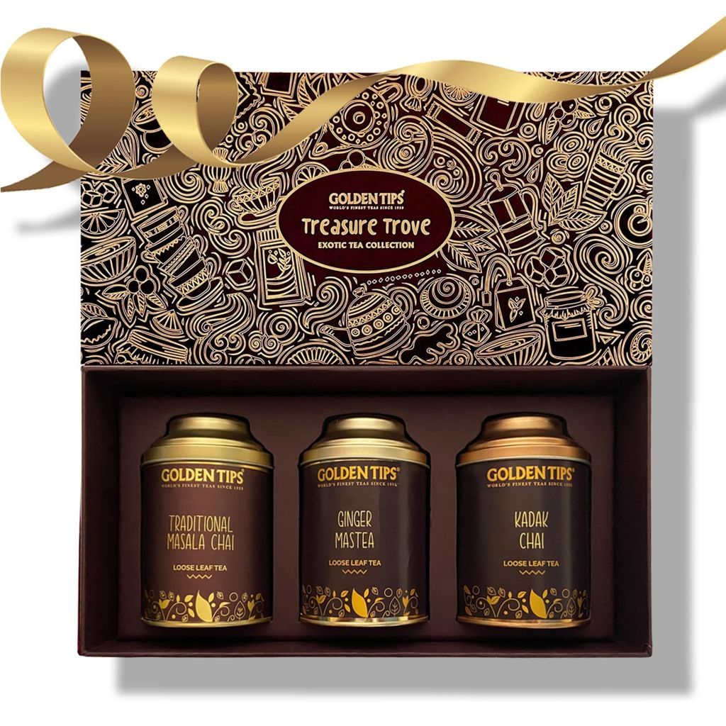 Golden Tips Gift Boxes Combo Traditional Masala Chai, Ginger Mastea, Kadak Chai (450 gram-225 Cups) view 2
