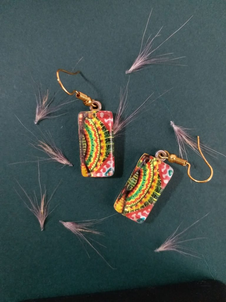 MANDALA ABSTRACT GLASS EARRINGS view 2