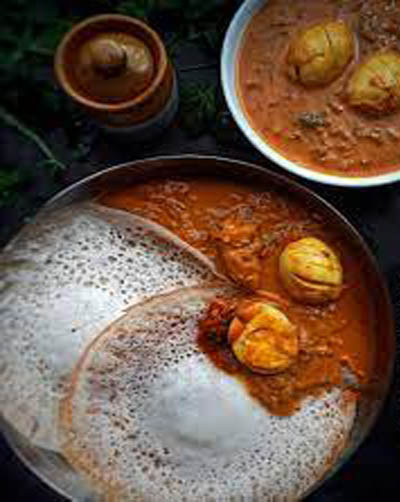 3 appam with egg curry + cold drinks