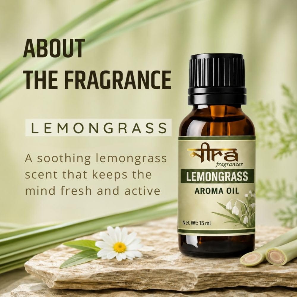 Nira Fragrances Oil | 15 ml | LemonGrass Aroma Oil for Home Fragrance | Best for Aromatherapy | Helps in Meditation | Used in Diffuser, Candles, Air Fresheners view 2