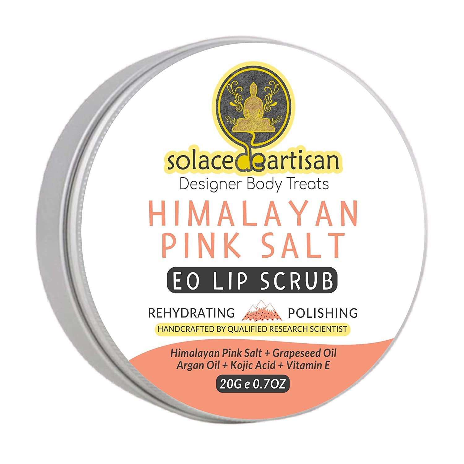 SolaceDeArtisan Himalayan Pink Salt Rehydrating & Polishing EO Lip Scrub, 20 gm