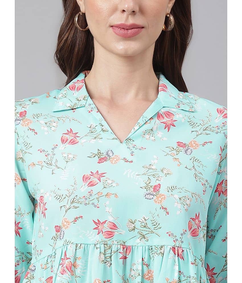 Flamboyant Women's Rayon Regular Top ( Light Blue ) view 2