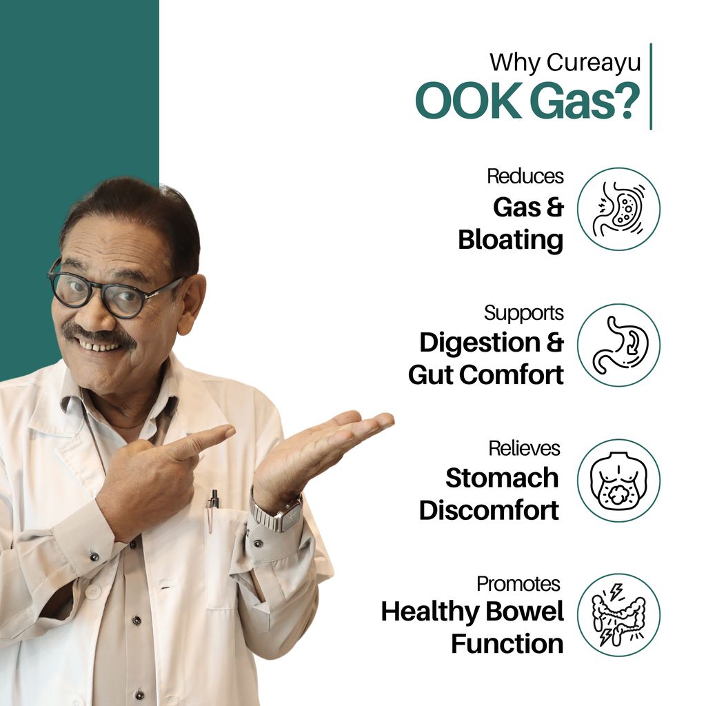 Cureayu OOK® Gas Capsules | Ayurvedic Support for Gas Relief & Digestion Comfort view 2