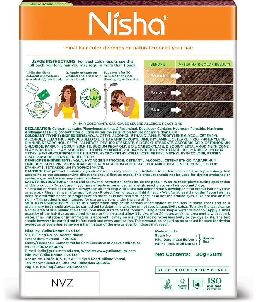 Nisha Creme Hair Color Burgundy 40gm Pack of 4, Permanent Hair Color for Women Men, No Ammonia, 100% Grey Coverage view 2