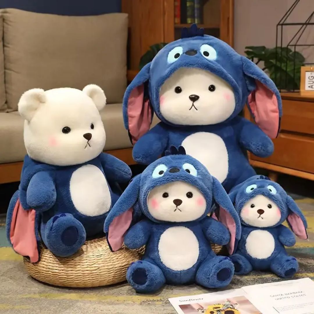 CuddleNest 30 cm Plush Teddy Bear in Blue Animal Costume with Big Ears – Soft and Huggable Stuffed Toy for Kids, Perfect for Gifting & Decor view 2