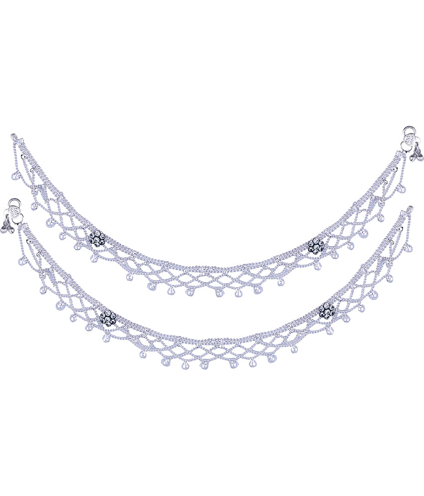 VIVASTRI Silver Anklets ( Pack of 2 ) view 2