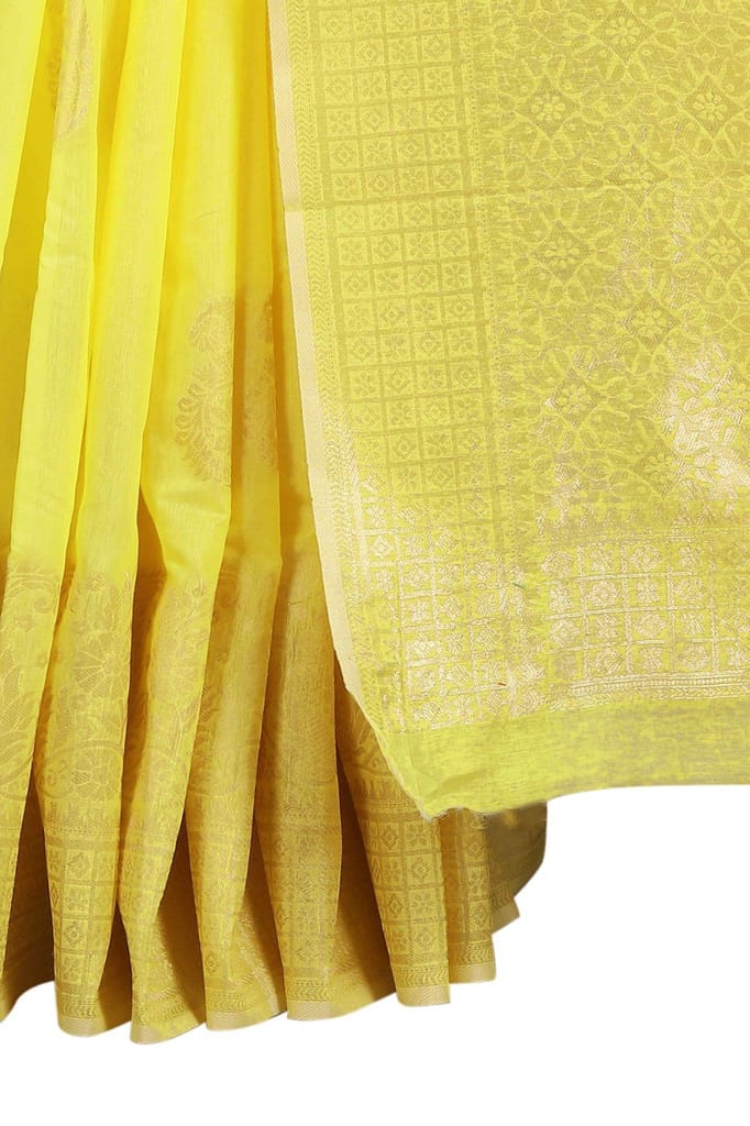 Silk Zone Women's Jamdani Cotton Woven Silk Saree with Blouse Piece view 2