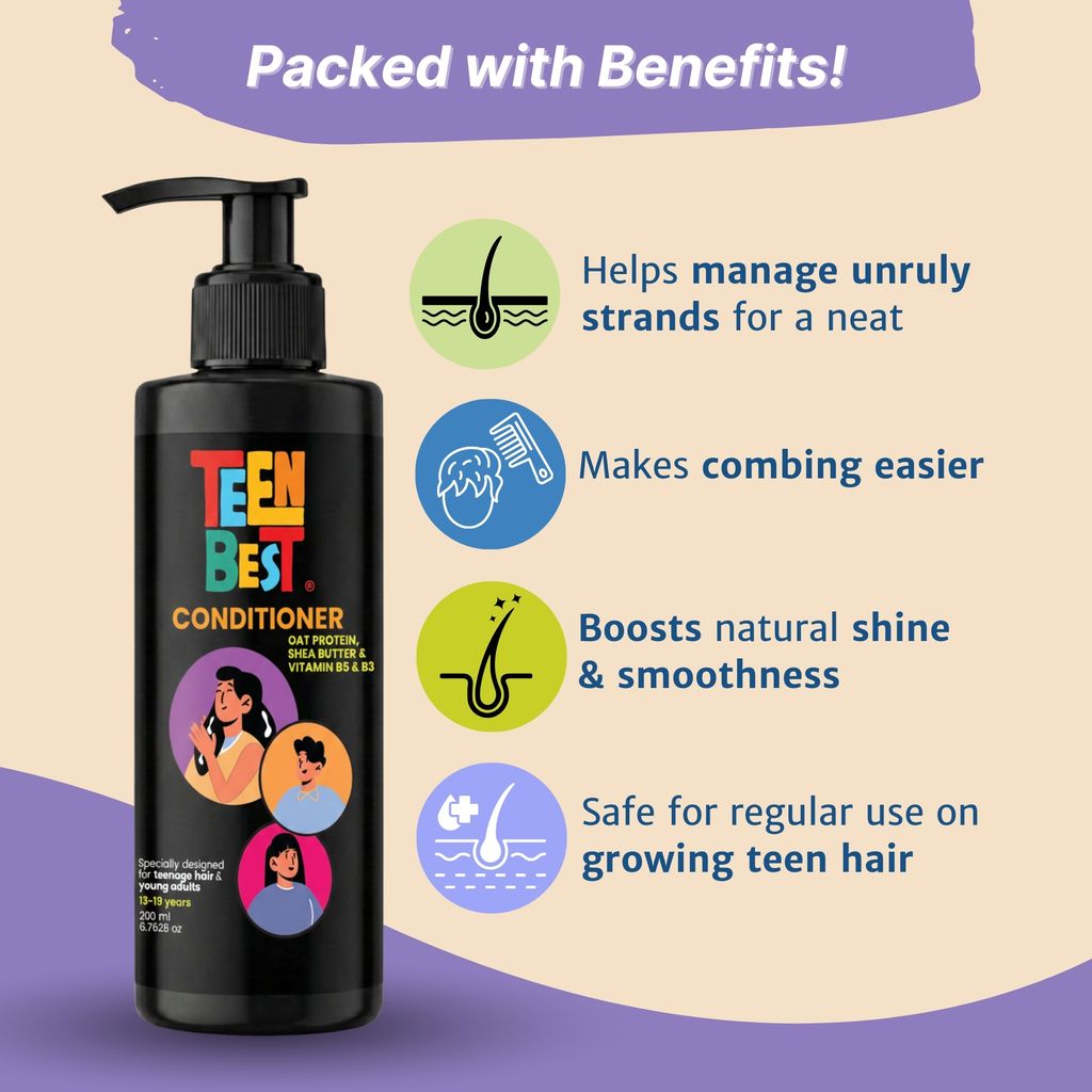 Healthbest Teens Conditioner 200 ml - Lightweight Daily Conditioner for Oily & Sweaty Hair -Paraben & Sulphate Free - For Boys & Girls 13-19 Years view 2