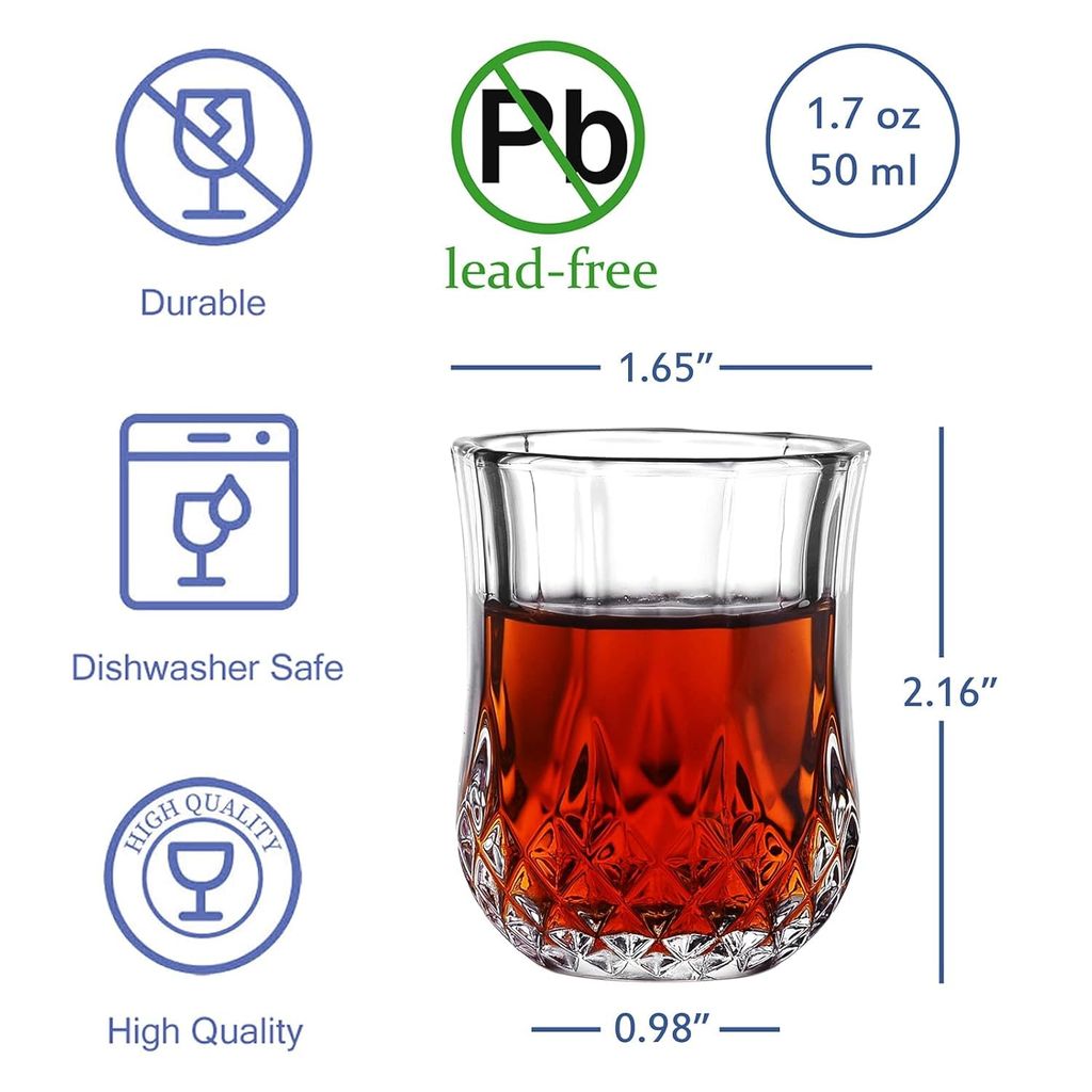 Tequila Shot Glasses, 45 ML, Set of 12, Small Whiskey Mug for Vodka,Whiskey, Ocean, Spirits,Dessert,Espressos,Cordial,Patiala, Liquors & Beverage Drink, Perfect for Bar,Casino, Restaurants view 2