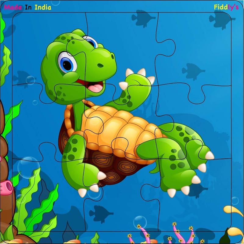 Fiddlys Kid's Wooden Jigsaw Puzzle Games for Children & Kids Paperless Puzzle - 9 Pieces (Pack of 4 Sea Animal) Age 3+ view 2