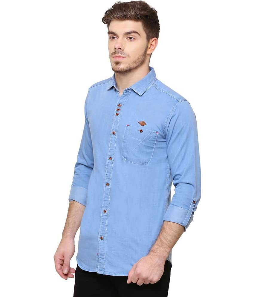 Kuons Avenue Denim Slim Fit Solids Men's Casual Shirt - Blue ( Pack of 1 ) view 2