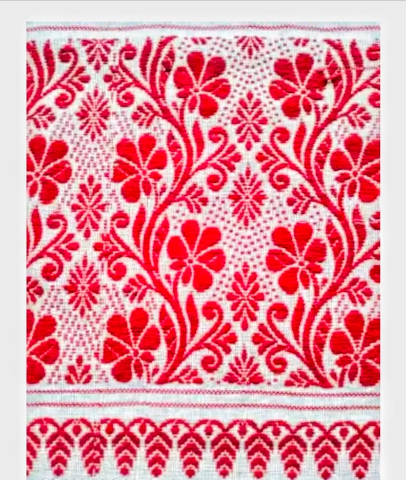 Assamese Cotton Stylish Stoles Soft and Comfortable for Bathing Gamusa(Ethnic Motifs) view 2