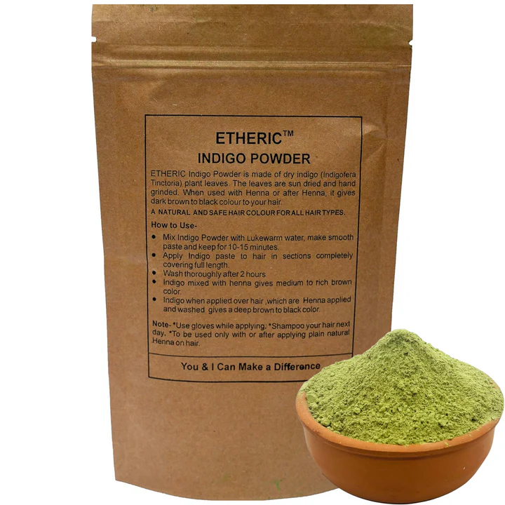 Etheric Indigo Leaves Powder for Chemical Free Natural Hair Colouring & Dye, Amonia Free - 200gm Pack view 2
