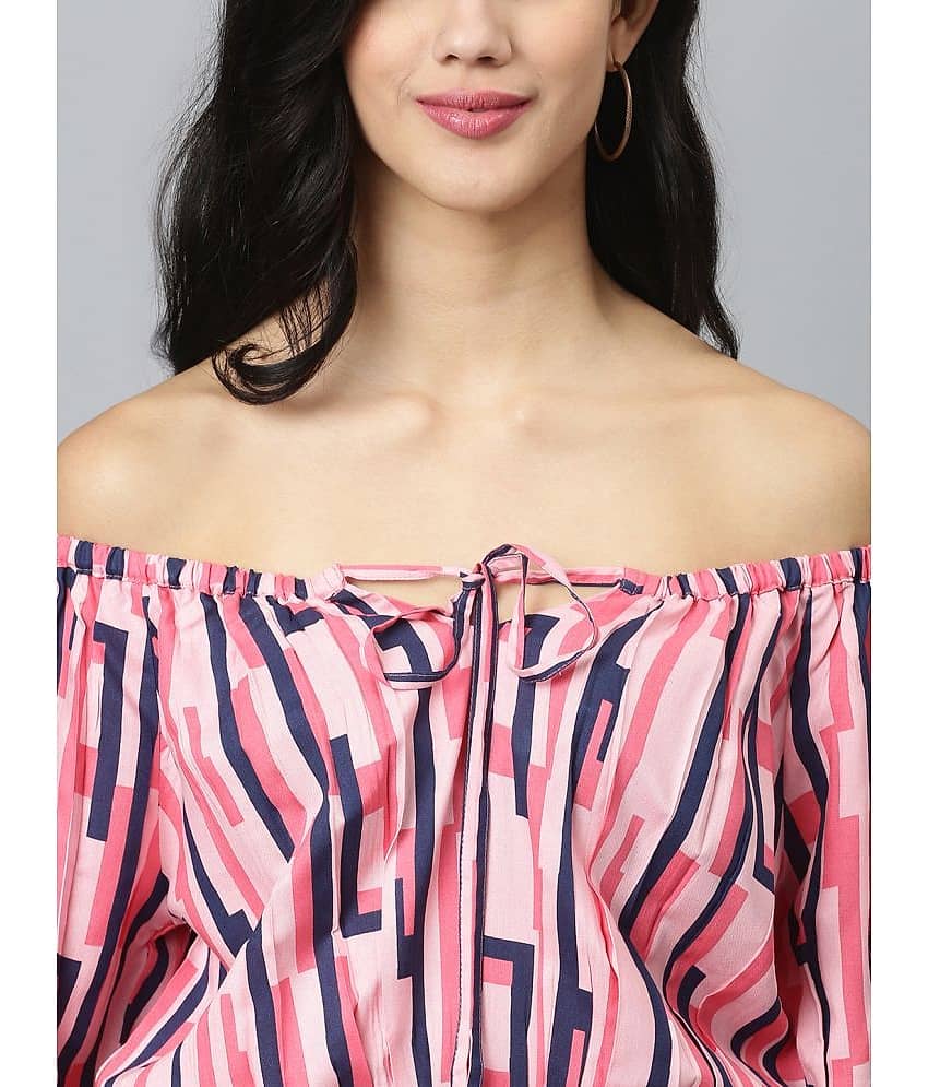 Flamboyant Women's Rayon Regular Top ( Pink ) view 2