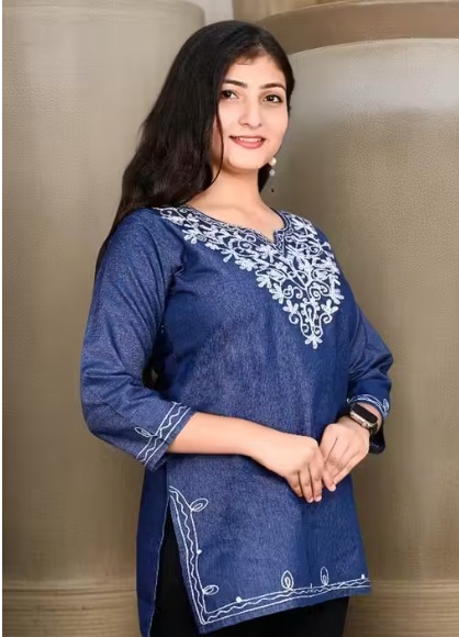 Fancy Denim Short Kurti view 2