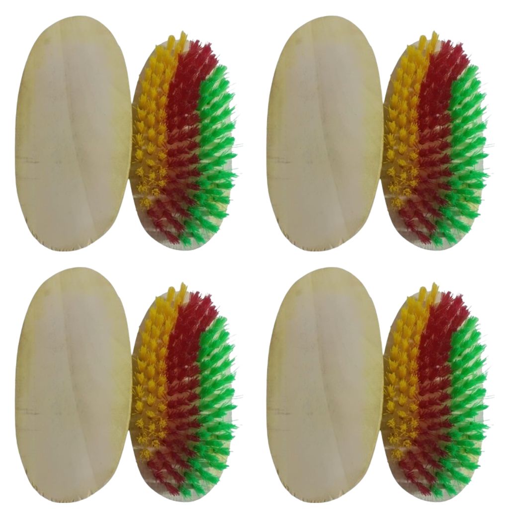 JMP BRUSH Premium Multipurpose Cloth Brush, with Soft & Hard Bristles, Assorted,Wood Pack of 4 view 2