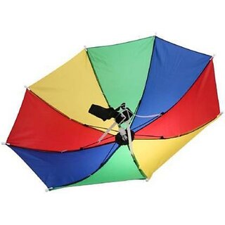 Umbrella Hat, Hands-Free Adjustable Elastic, Size Fits All Ages, Kids, Men & Women Umbrella (Multicolor)