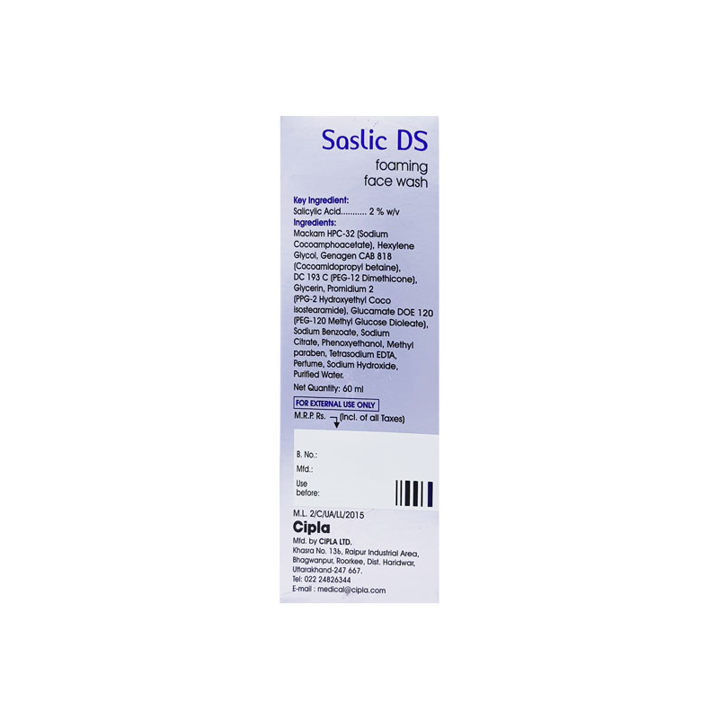 Saslic DS Face Wash 60 Gms view 2