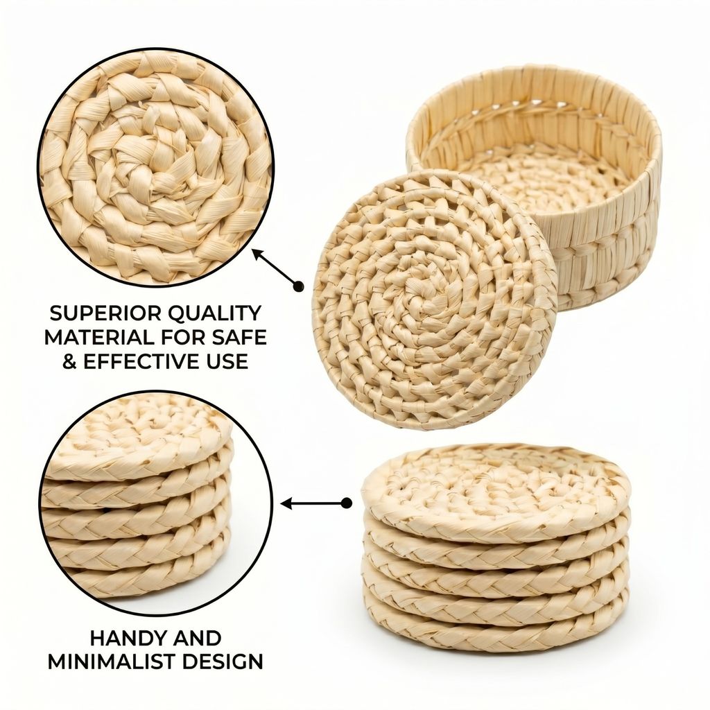 Palm Tea Coaster Set – Handmade Eco-Friendly Table Coasters view 2