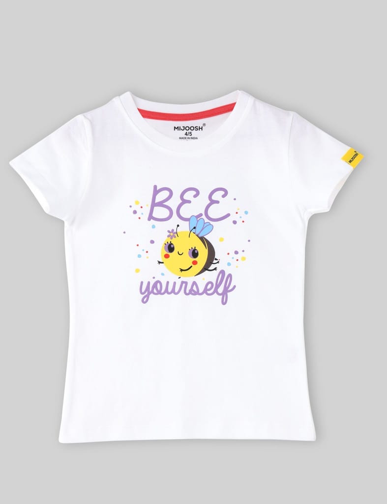 Girls T shirt Cotton White Honeybee view 2