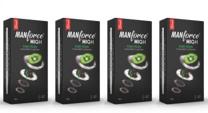 MANFORCE High Kiwi Paan Flavoured Lubricated Condoms | Ultra Thin |10 Sheets x Pack of 4 Condom (Set of 4 40 Sheets)