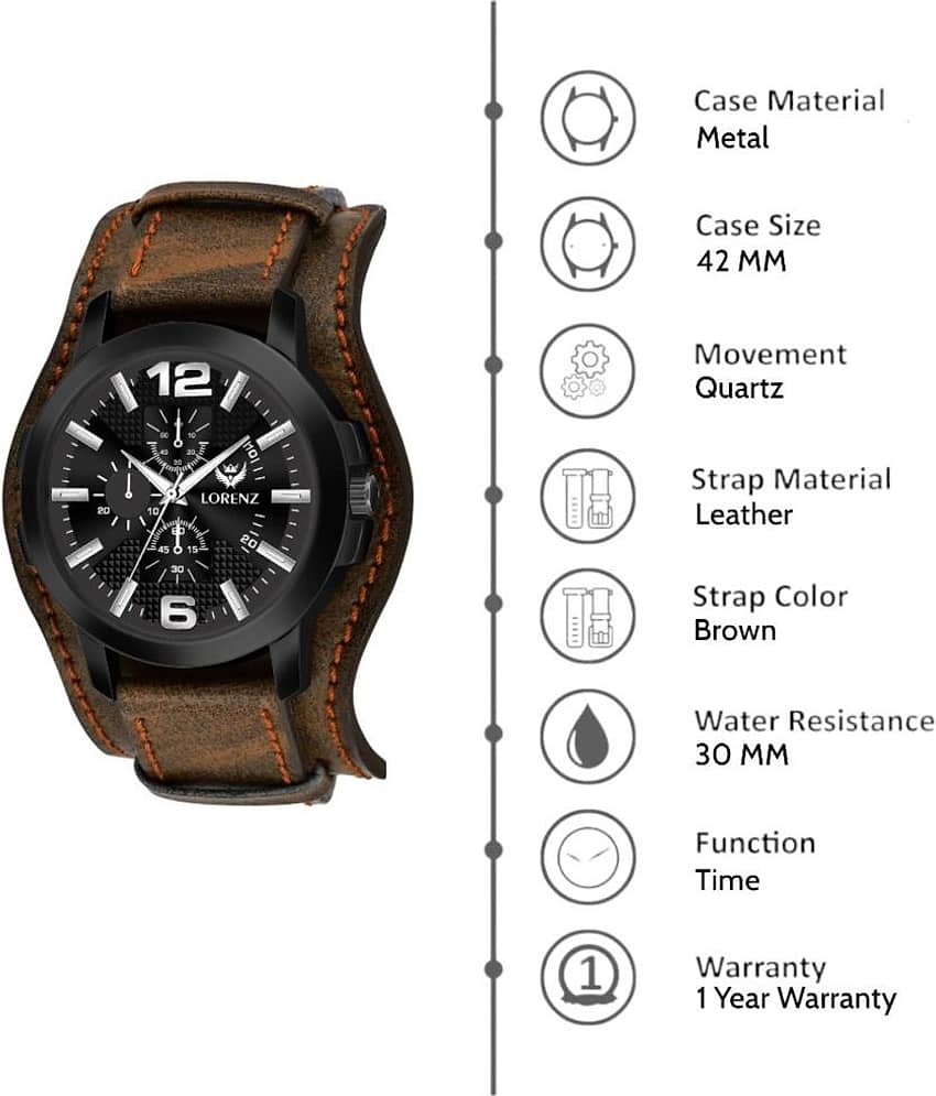 Lorenz Brown Leather Analog Men's Watch view 2