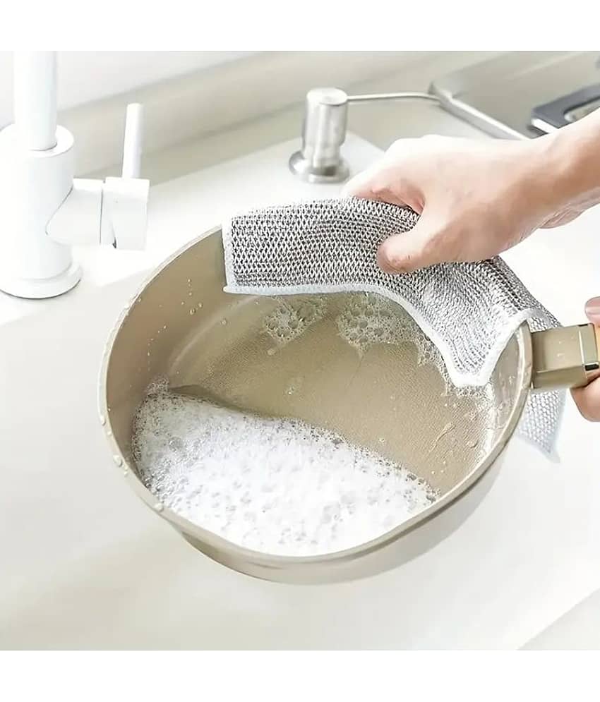 Stainless Steel Scrubber Non-Scratch Wire Dishcloth for Washing Dishes (Pack of 12) view 2
