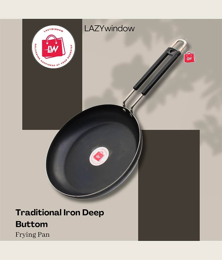 LAZYWINDOW Iron Fry Pan & Tawa Black Iron No Coating Cookware Sets ( Set of 1 ) view 2
