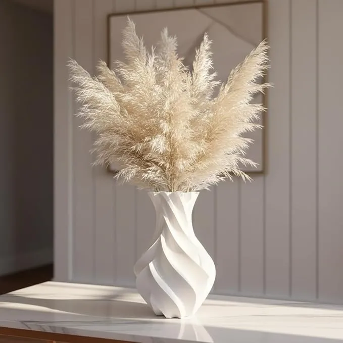 Flame Origami White Plastic Vase 18 cm Geometric Minimalist Table Centerpiece view 2