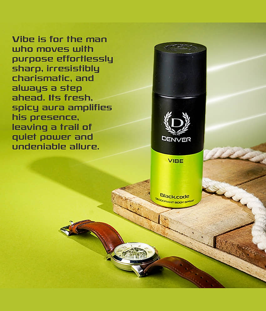 Denver Hamilton & Black Code Vibe Long Lasting Deodorant Spray For Men 150 ml Each (Pack of 2) view 2