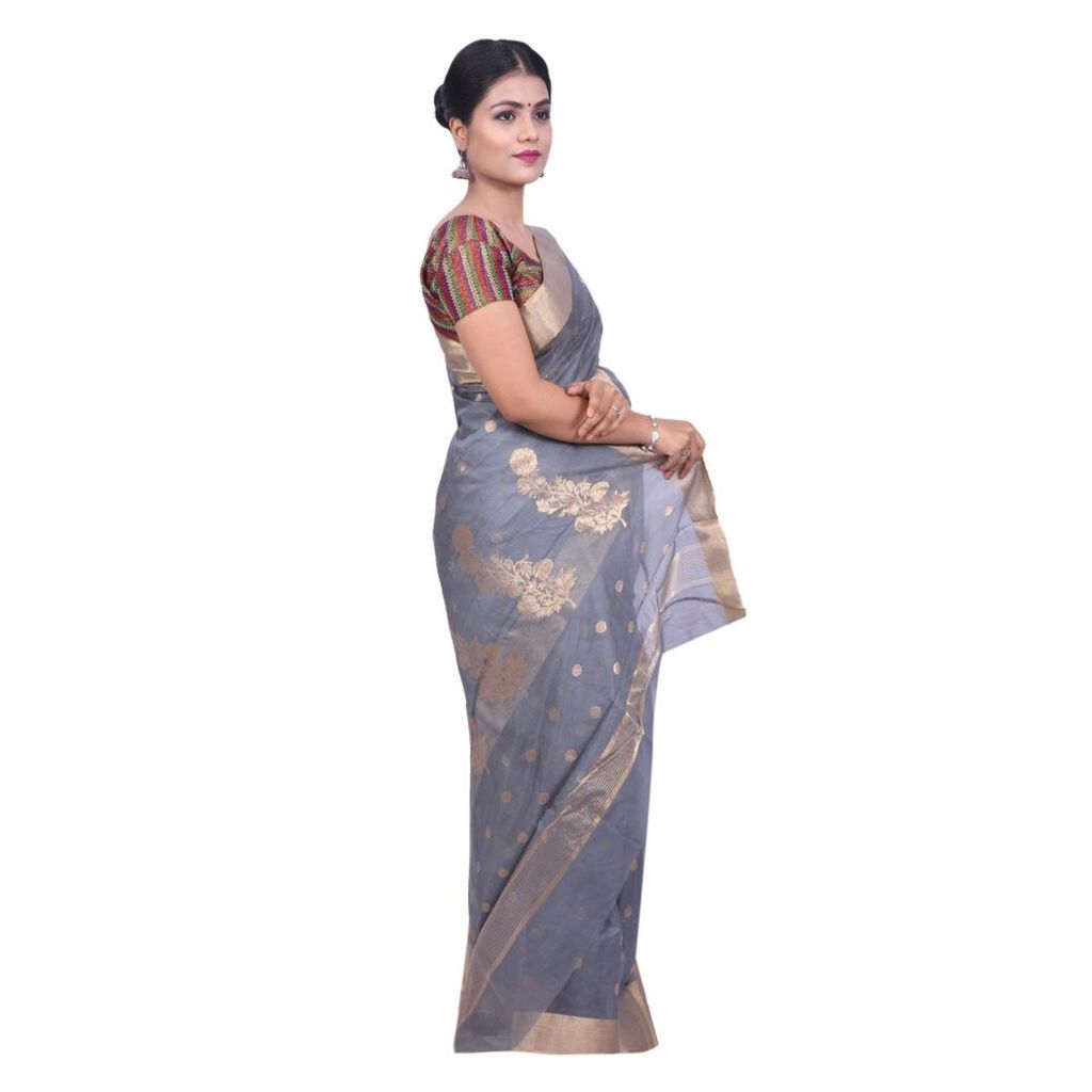 HANDLOOM CHANDERI SAREE- MERCERISED(COTTON+SILK MIX) WITH BLOUSE (SKU - 1SC104181220 SAREE- 63) view 2