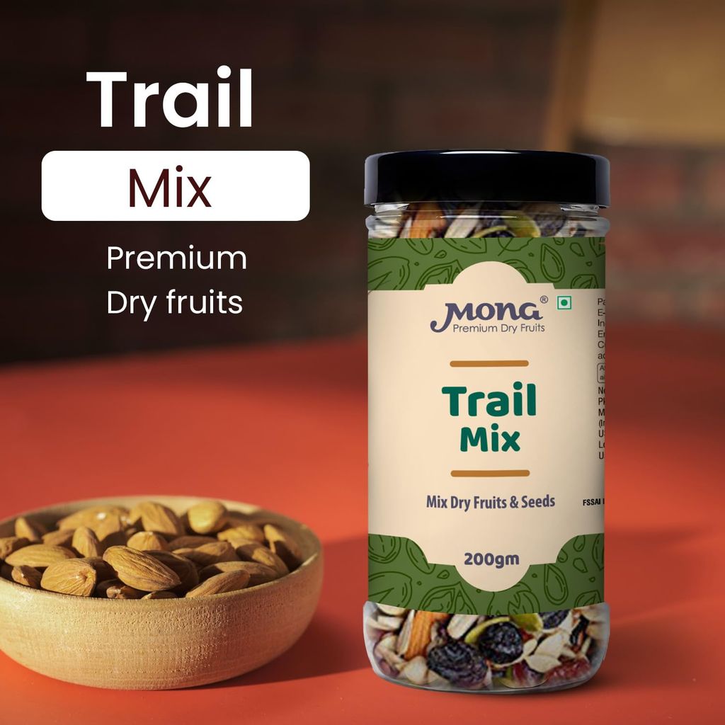 Mona Dry Fruits Trail Mix 200gm Healthy Snack with Nuts, Dried Fruits & Seeds Perfect for On-the-Go Energy, Packed with Protein & Fiber Mix Dryfruit view 2