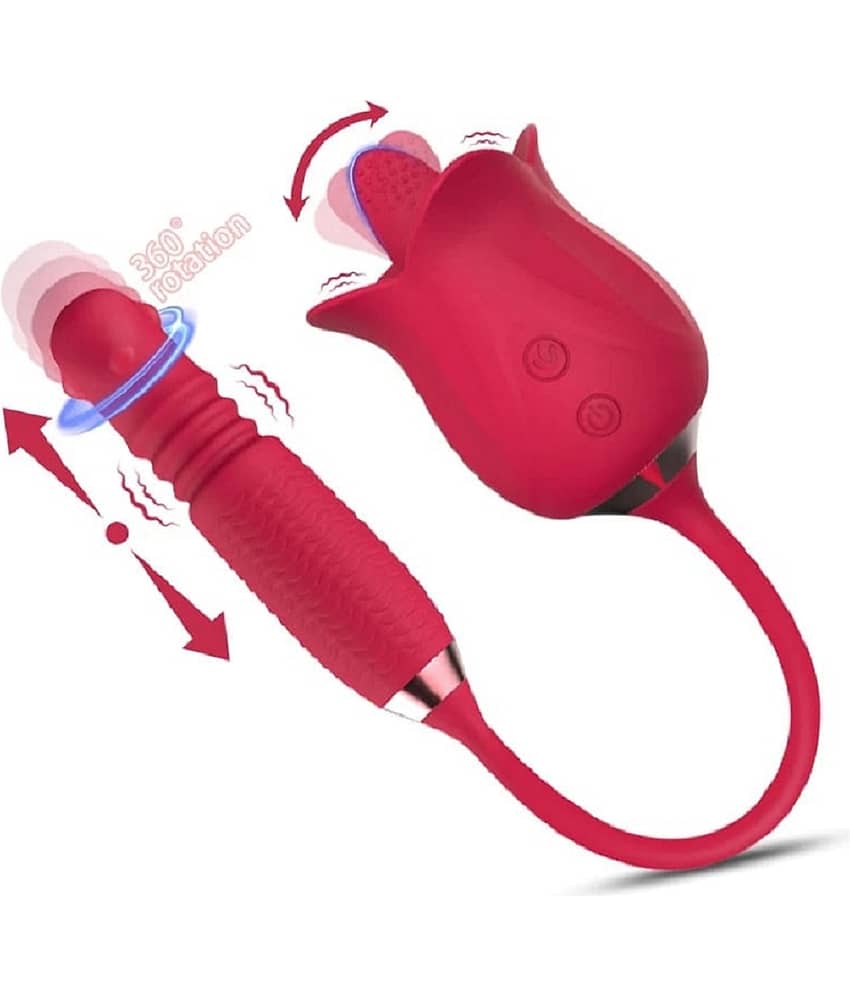 3-IN-1 ROSE TOY TELESCOPIC TONGUE-LICKING PEARLS ROTATING VIBARTOR WITH MAGNETIC USB CHARGING OPTION