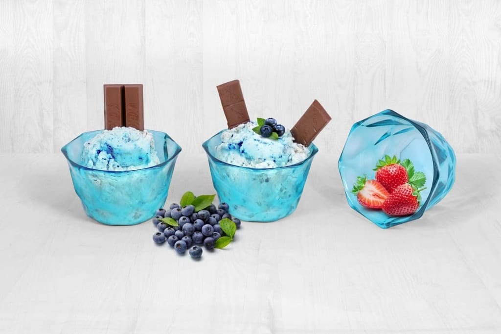 HAPPI Unbreakable Plastic Transparent Ice Cream Cup , Ice Cream Bowl, Dessert Bowl, Diamond Shape Pudding Cup Bowls 350 ml (Pack of 6 - Blue) view 2