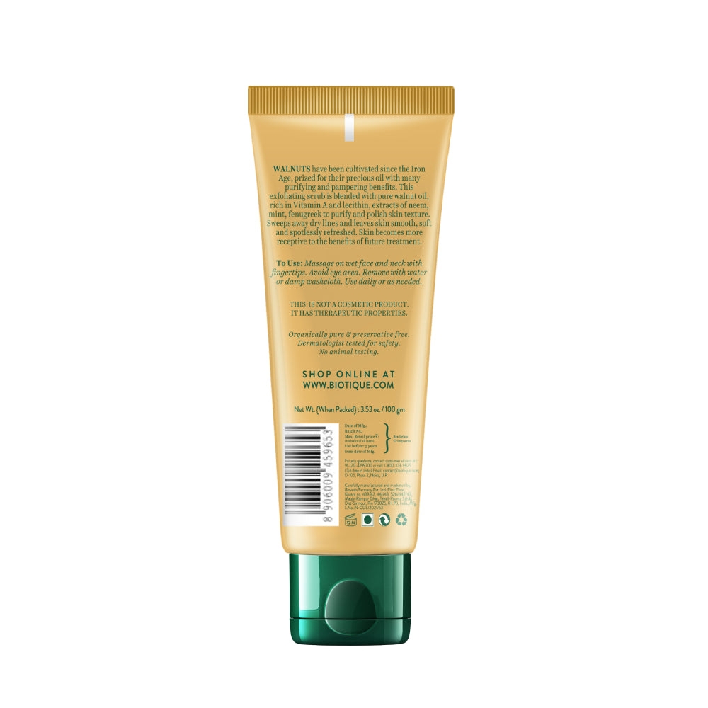 Biotique Walnut Exfoliating & Polishing Face Scrub 100g Tube view 2
