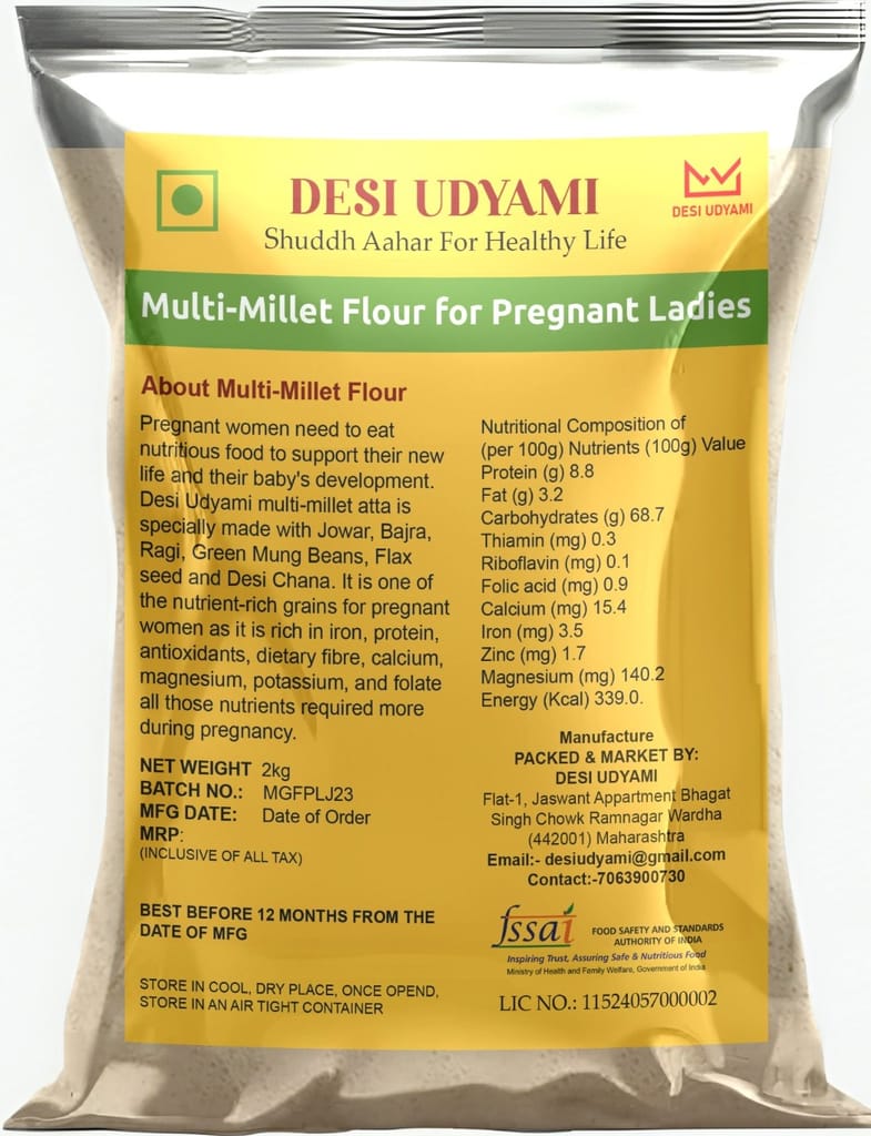 Desi Udyami's Multi-Millet Flour – Nutrition-Rich Superfood for Pregnancy 2 Kg (pack of 2) view 2
