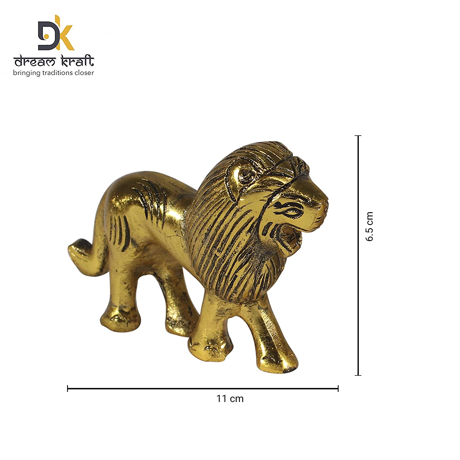 DreamKraft White Metal with Gold Polish Elephant Statue Gold Polish 2 pcs Set for Your Home, Office & Gift Article Table Decorative , Size: 11 cmX 6.5 cm Golden view 2