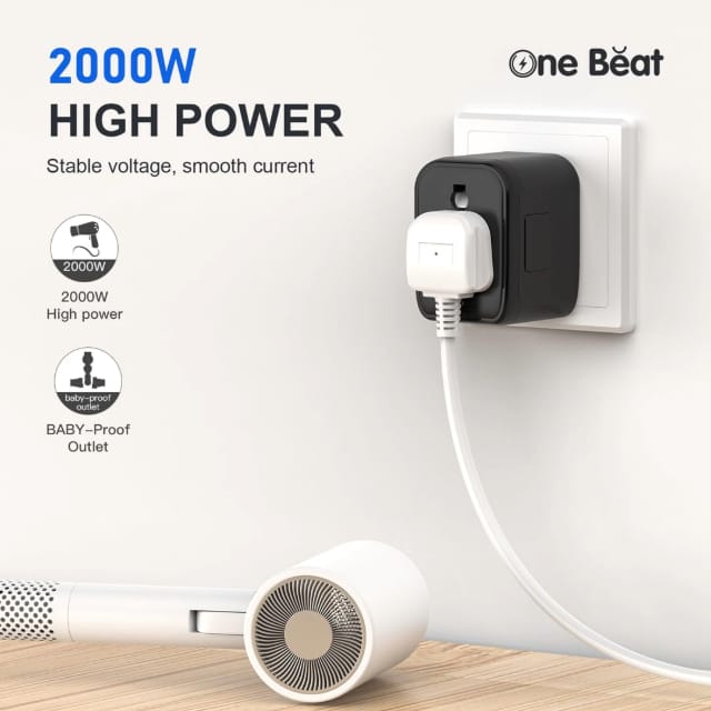 One Beat Worldwide Universal Travel Adapter 100V-240V Plug - Worldwide Travel Adapter Compatible in Plugs Used in USA/EU/UK/AU/China/Japan : White (OB-201000-F) view 2