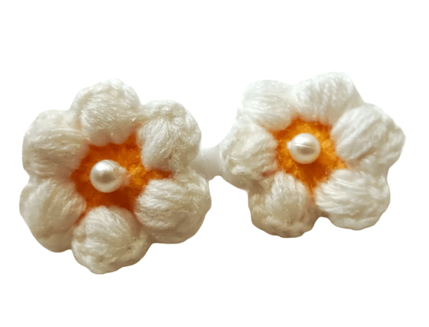Handmade Floral Pearl Hair Ties (Pair) view 2